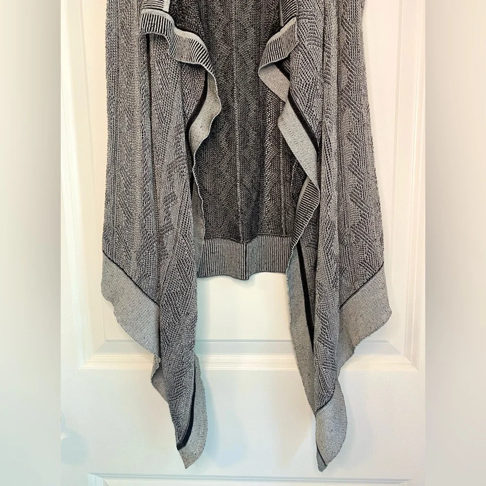 Armani Exchange Draped Sleeveless Knitted Cardigan Silver/Black Size S